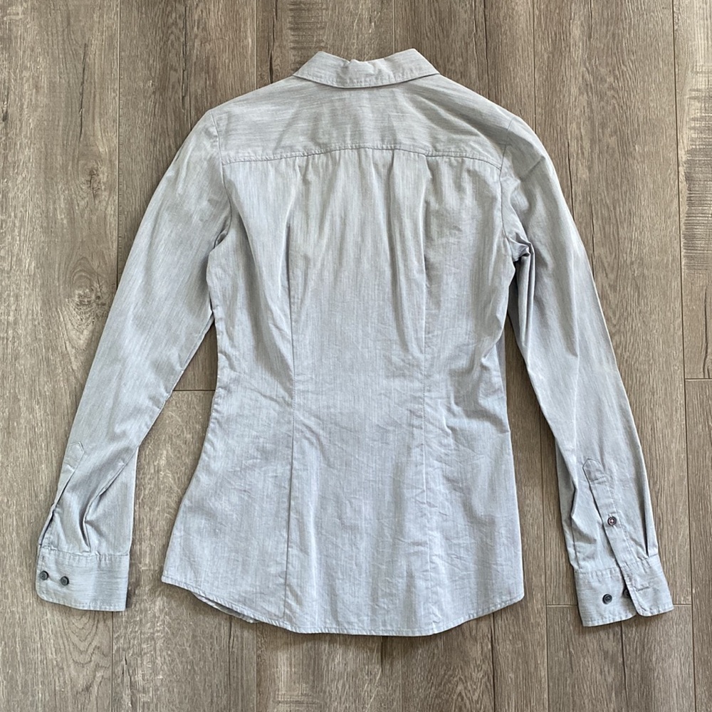 Button Down Stretch Collared Shirt - Grey - image 5